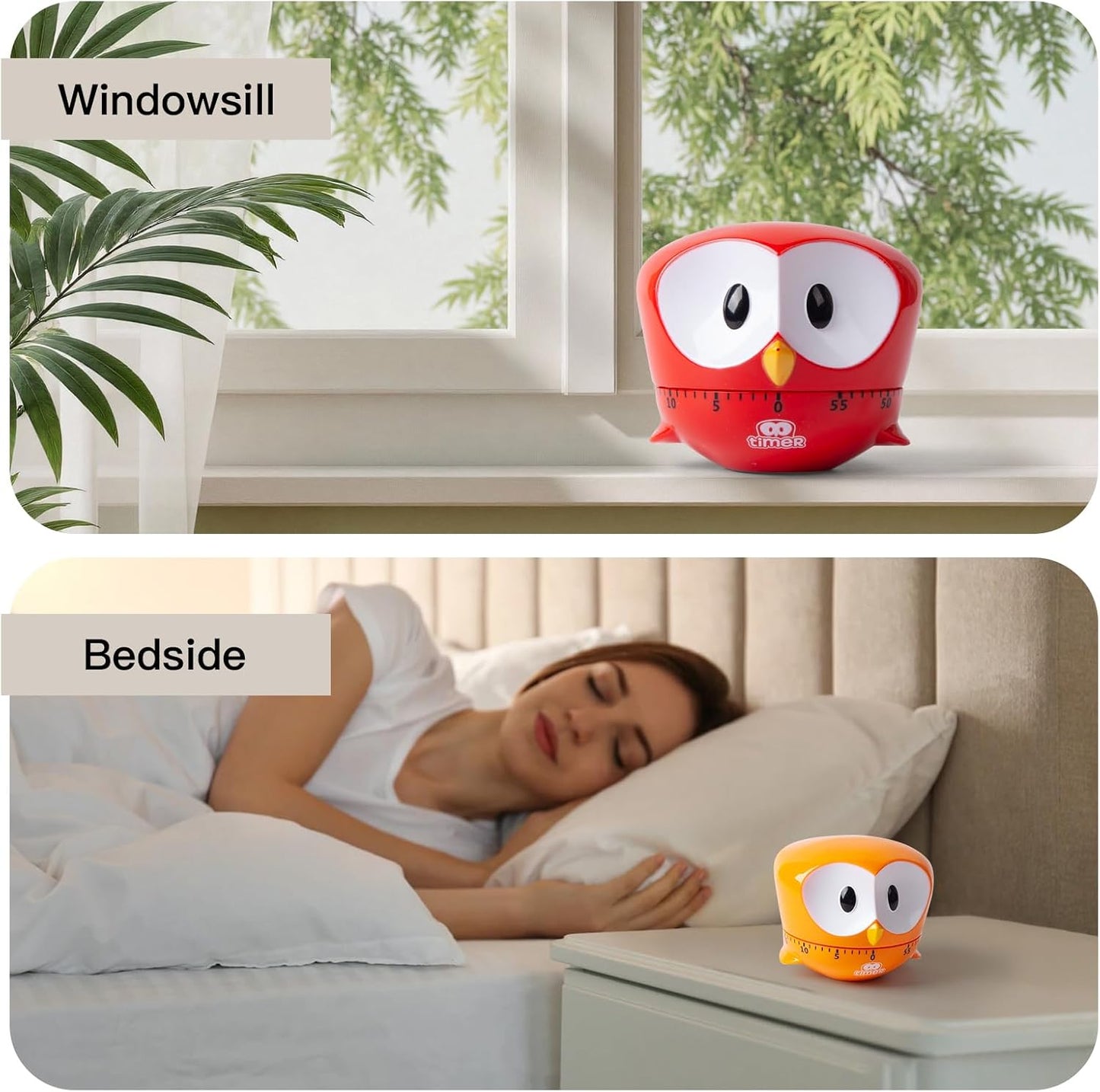 Kitchen Timer, Cute Cartoon Animal Not-Battery Countdown Timer for Banking,Sport,Study (Red)