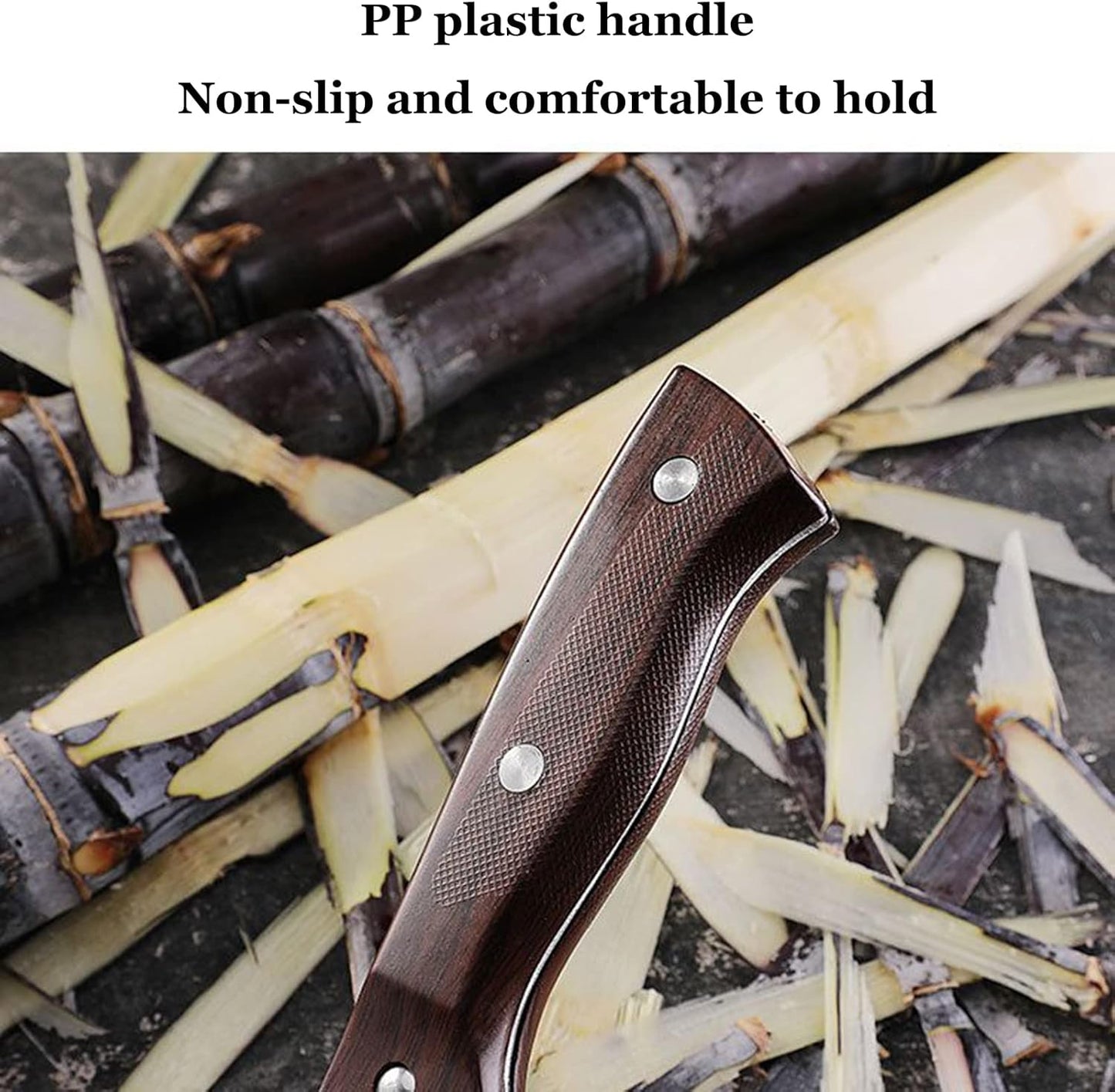 Sugar Cane & Pineapple Peeler, Paring Knife & Fruit Cutter, Stainless Steel Blade, Brown Plastic Handle