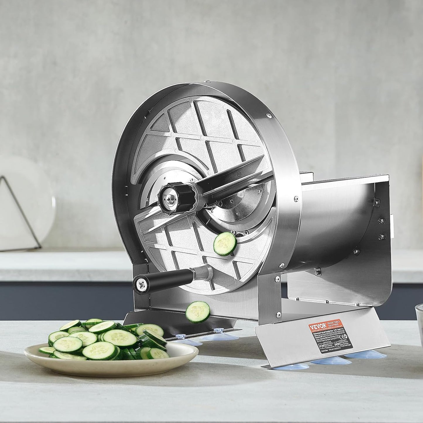 VEVOR Electric Vegetable Slicer, 0-0.5"/0-12mm Thickness Adjustable Commercial Slicer Machine, Convertible to Manual, Stainless Steel Food Cutter Slicing Machine, for Potato, Lemon, Tomato, Apple