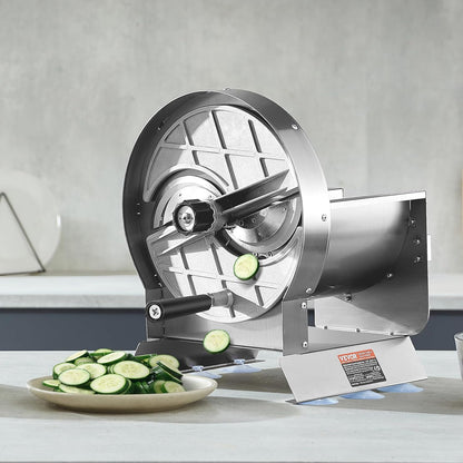 VEVOR Electric Vegetable Slicer, 0-0.5"/0-12mm Thickness Adjustable Commercial Slicer Machine, Convertible to Manual, Stainless Steel Food Cutter Slicing Machine, for Potato, Lemon, Tomato, Apple