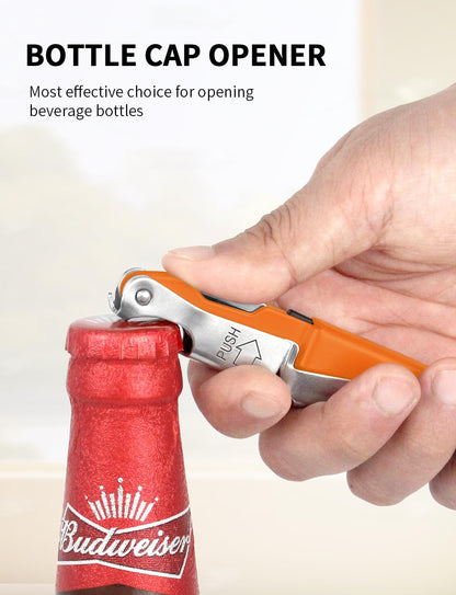 CORKAS Wine Key - Professional Handcrafted Heavy Duty Waiter Corkscrew, Compact Wine Opener with Double Hinged, Foil Cutter and Bottle Opener, Gifts for Servers, Sommelier, Bartenders - Red