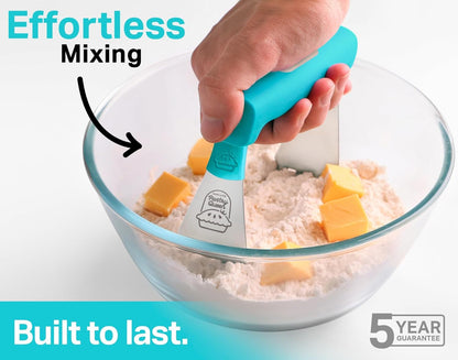 Pastry Cutter Tool - Heavy Duty Stainless Steel Pastry Blender, Comfortable Handle, Dishwasher Safe, Perfect Flaky Pie Crust & Biscuits - Blue
