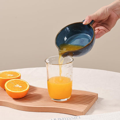 Ceramic Citrus Lemon Orange Juicer Manual Squeezer, Hand Juicer Reamer Rotation Press with 6.8oz Bowl, Strainer Lid, Spout, Handle, Dishwasher Safe, Easy to Clean
