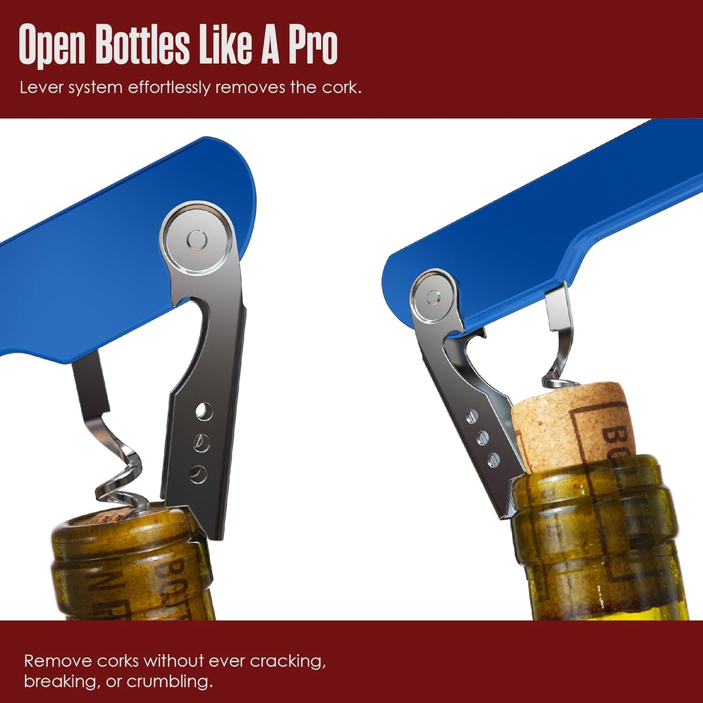 Houseables Wine Opener, Wine Key for Servers, Waiters Corkscrew, Travel Bottle Opener, Cork Screw, with Foil Cutter, Bartenders Tool, Professional, Restaurant, TSA Approved, Portable, Black, 5 1/4"