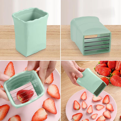 3PCS Fruit Slicer Cup: Strawberry Slicer, Speed Cutter for Banana Grape Egg Rapid & Safe Slicing Kitchen Gadget