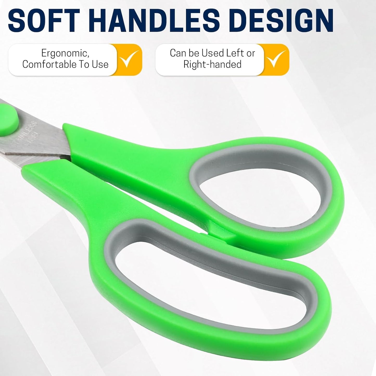 BURVAGY 8" 10 Pack All Purpose Heavy Duty Scissors- Comfort-Grip Sharp Scissors for Office School Sewing Fabric Craft High/Middle School Student Teacher Scissor, Right/Left Hand