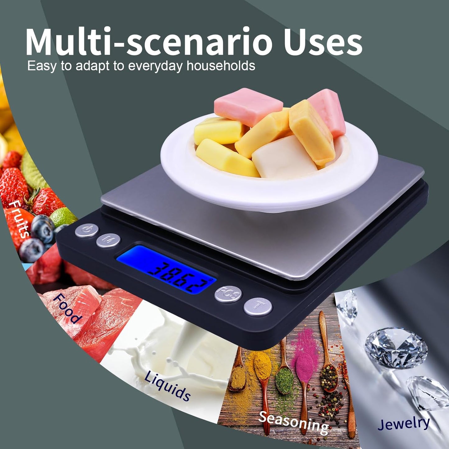 Gram Scale,Capacity 500g Accuracy 0.01g Mini Food Scales Digital Weight Grams and Oz,Small Kitchen High Precision for Espresso,Baking,Jewelry,Soap Making,Silver
