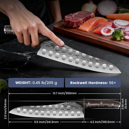 SYOKAMI Cleaver Chef Knife with Herb Stripper, 7" Asian Kitchen Knife 3-in-1 Combined with Chef's Knife, Santoku, Nakiri for Slicing, Chopping, Dicing, Mincing, Housewarming Birthday Cooking Gifts