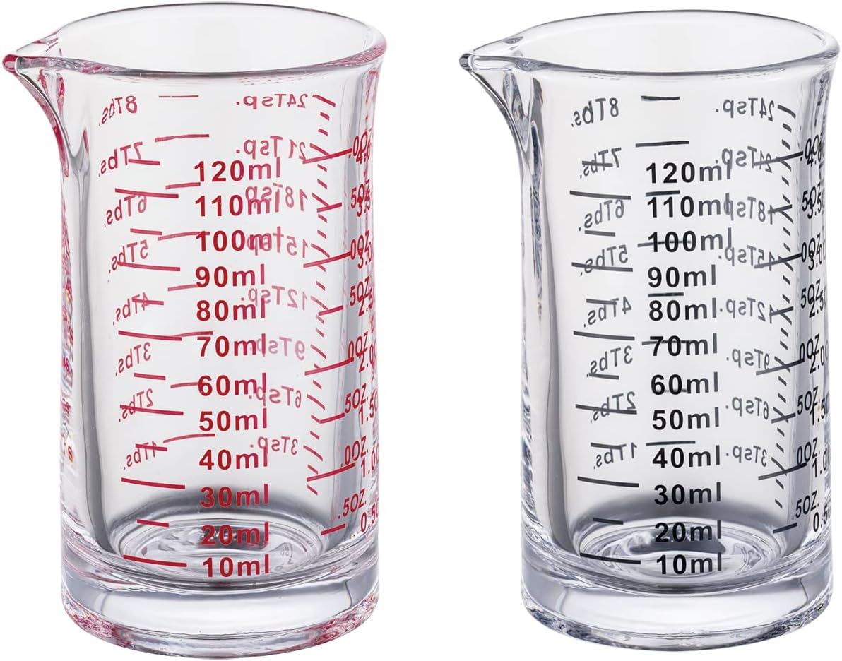 Ackers 4 Oz Glass Measuring Cup,Borosilicate Shot Glass with V-Shaped Spout-Black Line