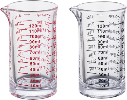 Ackers 4 Oz Glass Measuring Cup,Borosilicate Shot Glass with V-Shaped Spout-Black Line