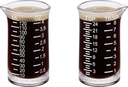 Ackers 4 Oz Glass Measuring Cup,Borosilicate Shot Glass with V-Shaped Spout-Black Line