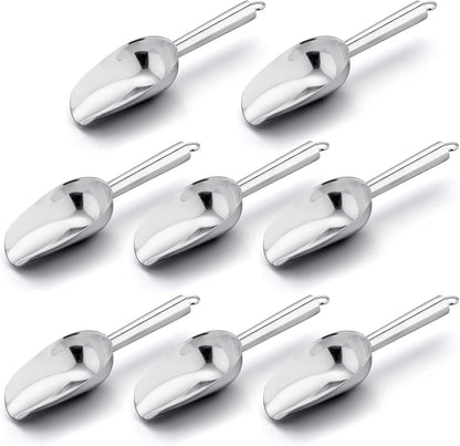 E-far Mini Scoop, 3 Ounce Stainless Steel Kitchen Utility Scoops, Ideal for Candy/Ice Cube/Flour/Sugar/Coffee Bean/Protein Powder, Food Grade & Anti Rust, Easy Clean & Dishwasher Safe (4 Pack)