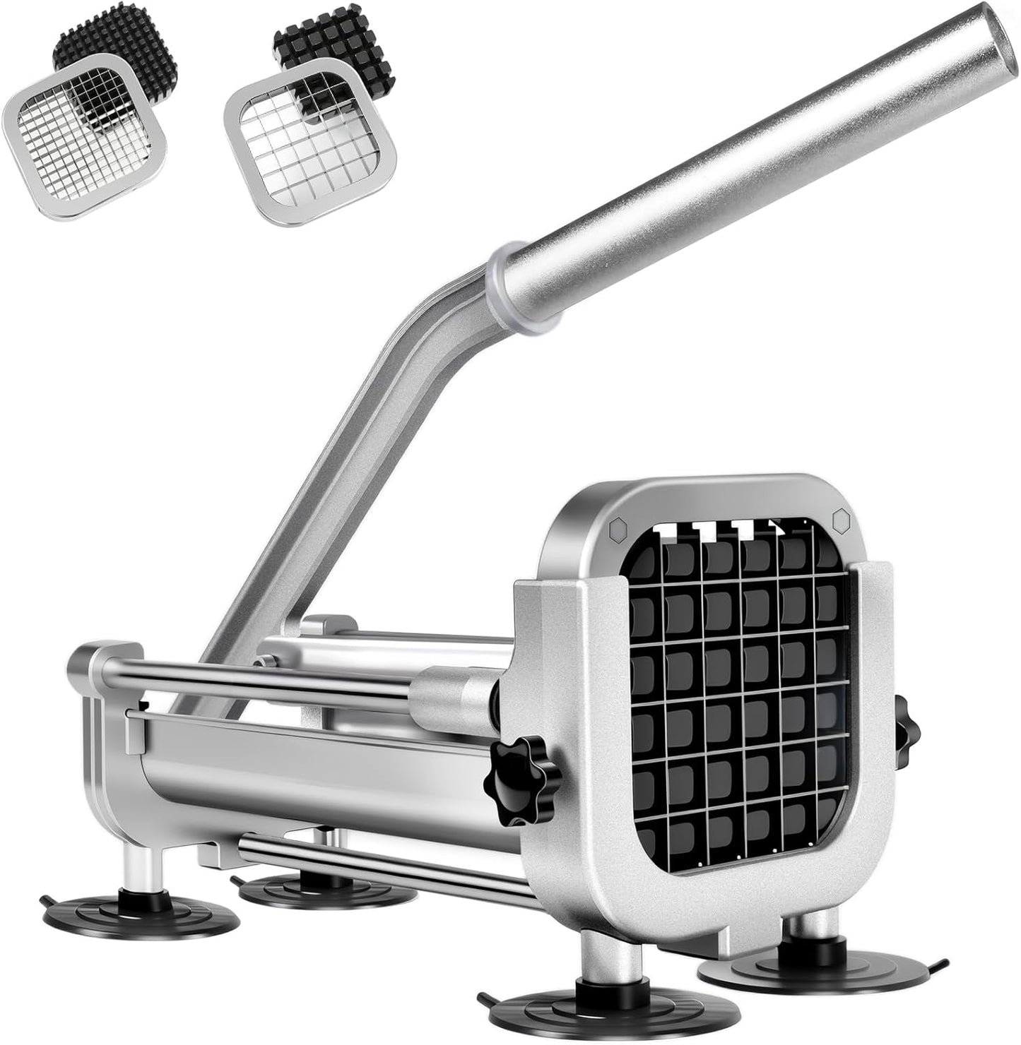 French Fry Cutter, ZSCOOKLY Heavy Duty Potato Cutter Stainless Steel with 1/2-Inch and 3/8-Inch Blade Great for Potatoes Carrots Cucumbers.