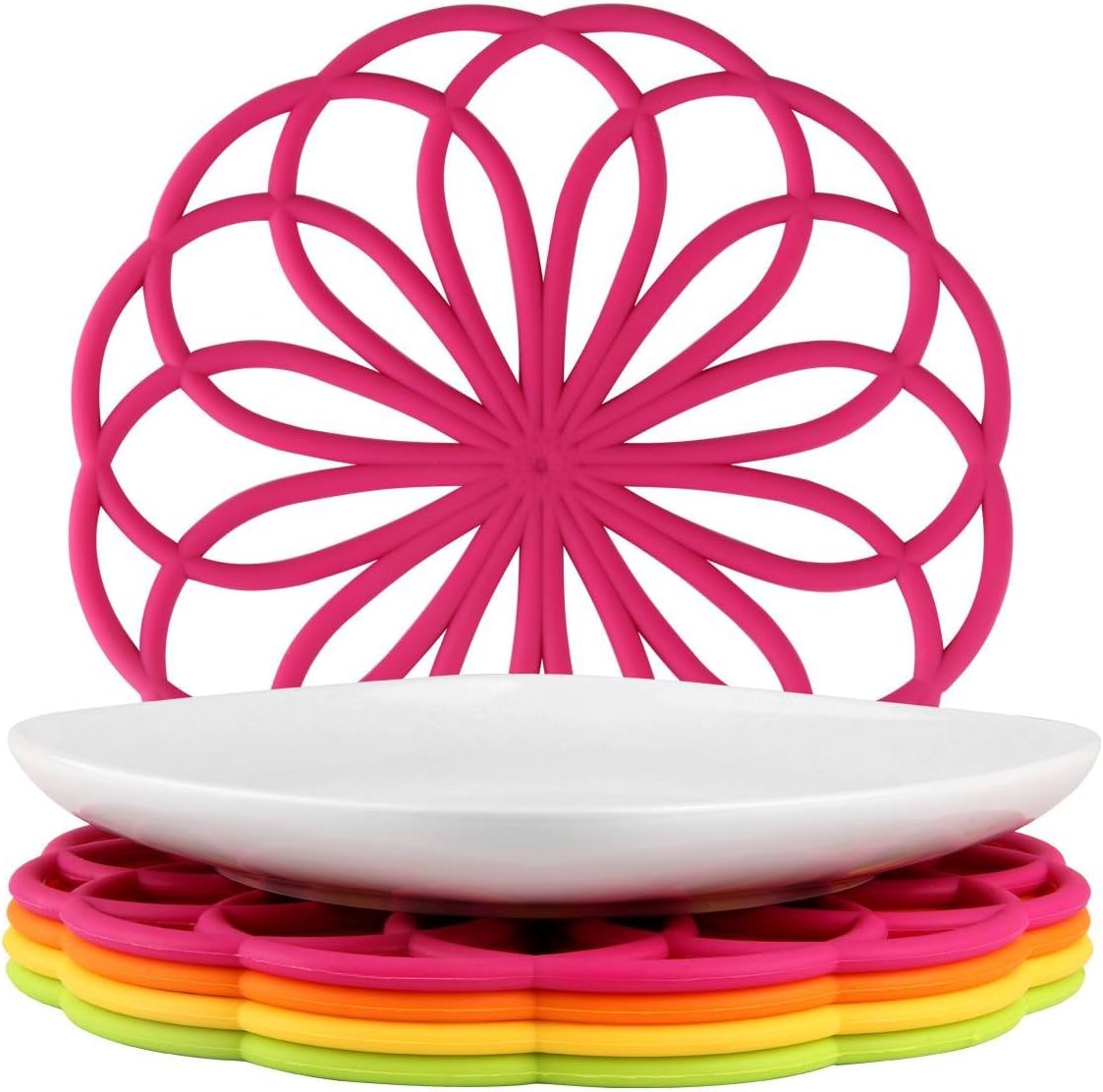 ME.FAN Silicone Trivet Mat - Kitchen Hot Pads for Pots & Dish - Insulated Teapot Trivet - Flexible, Durable, Non-Slip Large Coasters 3 Set Black