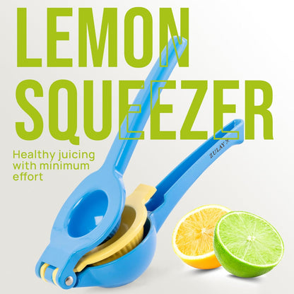 Zulay Kitchen Metal 2-in-1 Lemon Squeezer - Sturdy Max Extraction Hand Juicer Lemon Squeezer Gets Every Last Drop - Easy to Clean Manual Citrus Juicer - Easy-Use Lemon Juicer Squeezer - Yellow/Green