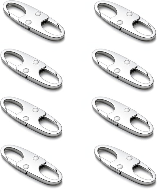 zelin Anti Theft Zipper Clips Double Opening Small Carabiner Clips, 4Pcs Elegant Zinc Alloy Zipper Pull Replacement for Travel, Commuting and Camping (Space Grey)