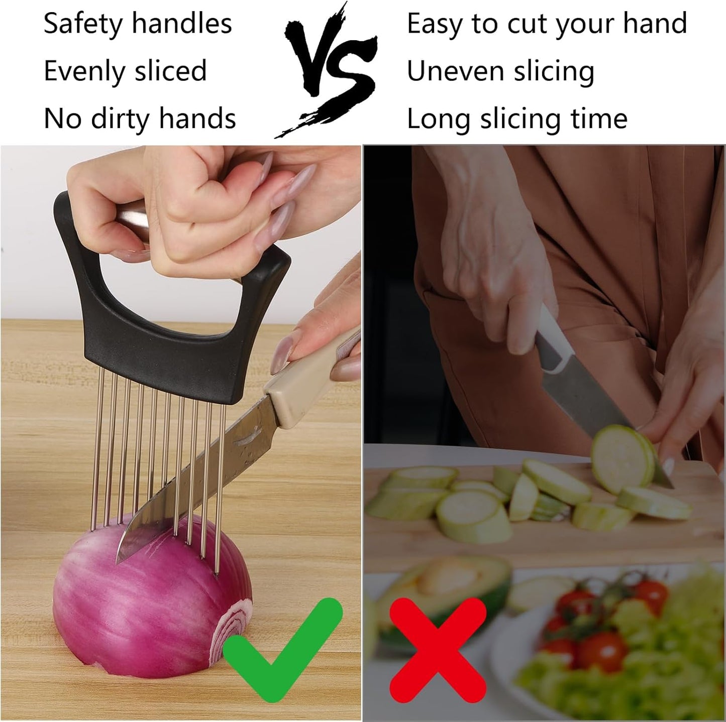 3 Pcs Onion Slicer Holder, All purpose Food Slicer Assistant Tool for Cucumber, Tomato, Potato, Egg, Avocados, Fruit Lemon and Meat