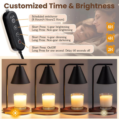 Marycele Candle Warmer Lamp with Timer & Dimmer - Mothers Day Gifts for Women Mom Her, Aesthetic Office Home Decor, Adjustable Height Wax Melter for Candle Jar & 3-Wick Candles (2 Bulbs Included)