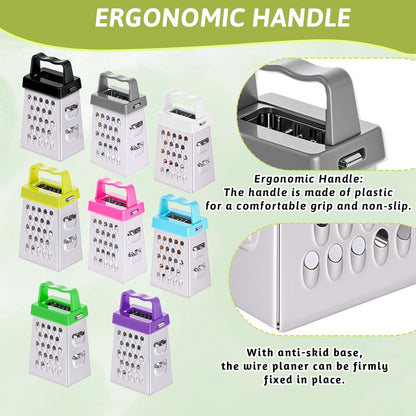 8 Pcs Mini Cheese Grater Professional Box Grater Stainless Steel Garlic Ginger Small Food Shredder Spices Gadget with 4 Sides Safe Zester for Kitchen Cheese Chocolate Vegetable Potatoes