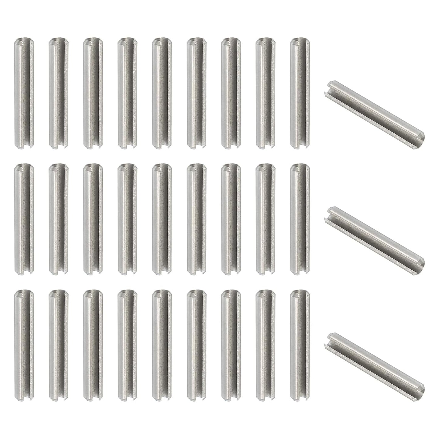 PATIKIL Slotted Spring Pin, 50 Pcs 1/8" x 3/4" (3.2mm x 20mm) 304 Stainless Steel Split Roll Pins Spring Dowel for Home Improvement Automotive Machine Repair, Silver - Colors A
