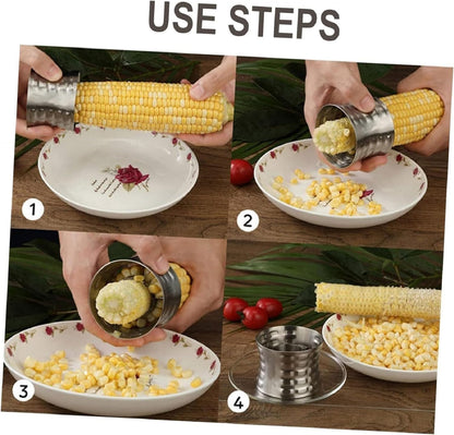 Corn Stripper Cutter Stainless Steel Corn Peeler Corn Stripping Tool for Home Kitchen with Serrated Blade
