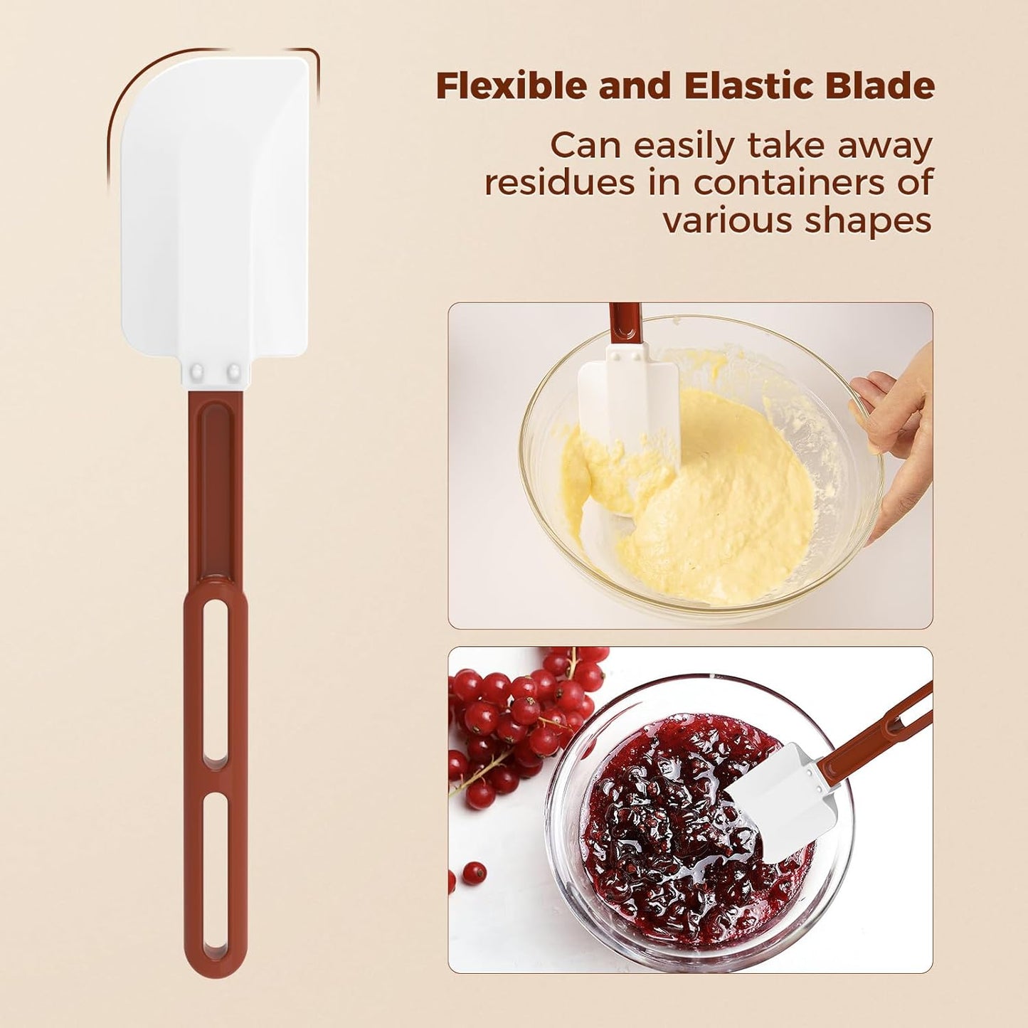 High Heat Resistant Silicone Spatulas, 13-1/2" Commercial Spatula 500°F Heat-Resistant Heavy Duty Spatula Non-Stick Scraper, Ideal for Baking/Cooking/Mixing, Commercial Dishwasher Safe, Set of 2