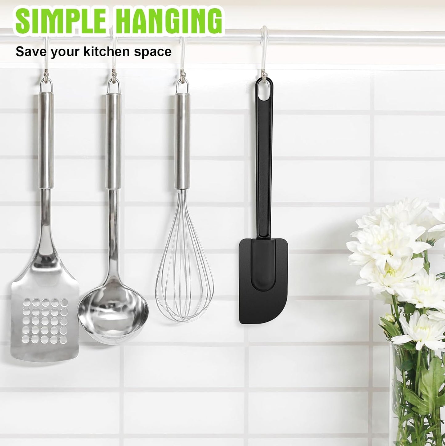 Meekoo 5 Pcs 10 Inch Rubber Spatula, 500℉ High Heat Resistant Spatulas Commercial Food Bpa Free Grade Non Stick Silicone Spatula for Baking Kitchen Cooking Dishwasher Safe