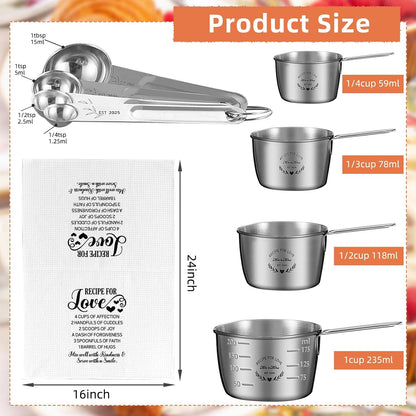 Wedding Gifts for Couples 2026, Bridal Shower Gifts for Bride to Be, Engagement Gift for Newlyweds, Bride Gift, Mr and Mrs Measuring Cups and Spoons Set with Dish Towel