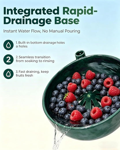 Swirling Berry Washing Bowl, Self-Spinning Fruit & Vegetable Washer with Drain, 360° Vortex Cleaning, Rapid Wash Multipurpose Kitchen Colander, Ideal Gift for Fruit Lovers (Green)