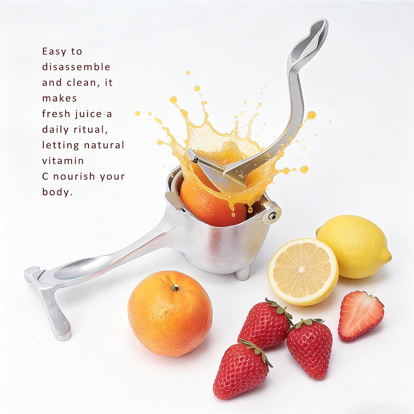 Manual Juicer, Hand Juicer Squeezer, Lemon Squeezer, Fresh Fruit Juice Extractor, Ergonomic Grip & Easy To Clean – Ideal For Fruits (Orange, Pomegranate, Lime, Grapefruit) | Home Kitchen Must-Have