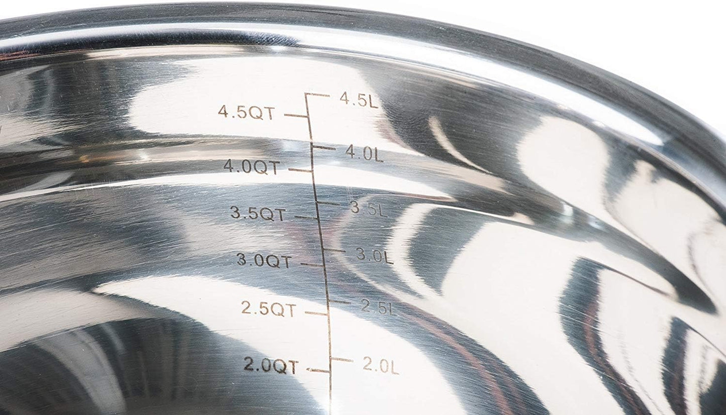 Stainless Steel Mixing Bowls with Lids and Non Slip Bases (Set of 5, Red)