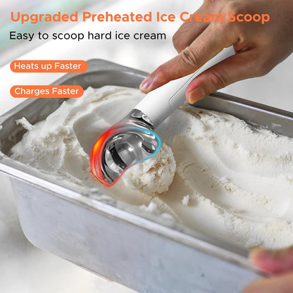 LT LAUDTEC Heated Ice Cream Scoop, Rechargeable Electric Warming Scooper, Heats to 158F for Hard Ice Cream, IP67 Waterproof, Easy for Seniors & Kids (Yellow)