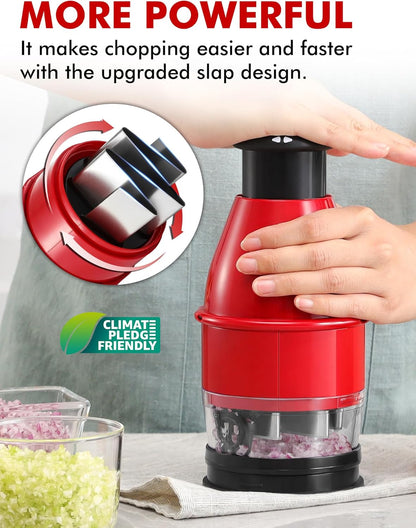 Geedel Food Chopper Vegetable Cutter, Easy to Clean Manual Veggie Onion Garlic Nut Chopper Dicer, Dishwasher Safe Vegetable Chopper with Container for Onions Nuts Garlic Veggies Salads, No BPA, Red
