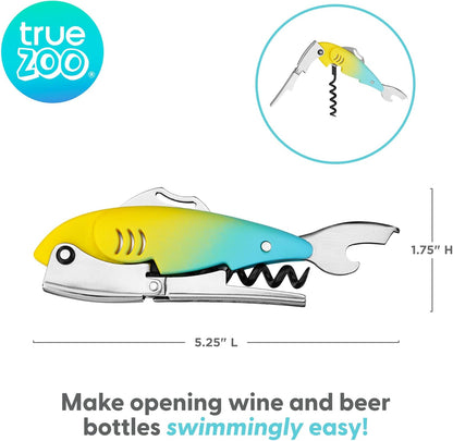 True Zoo Bald Eagle Corkscrew Wine Opener, Winged Design with Easy Grip Soft Touch Wings, Stainless Steel and Plastic with Sharp Screw for Wine Bottles, Home Bar, Kitchen, Novelty Gifts