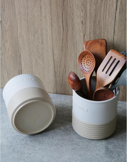 WILDMOS Ceramic Utensil Holder,Farmhouse Kitchen Utensil Holder for Countertop,Large Kitchen Utensil Organizer,Cooking Utensil Crock.