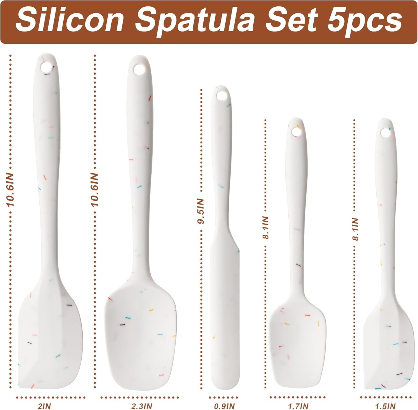 Silicone Spatula Set, 5 Piece Food Grade Rubber Spatulas for Baking, Cooking, and Mixing High Heat Resistant Non Stick Dishwasher Safe BPA-Free (Multicolor)