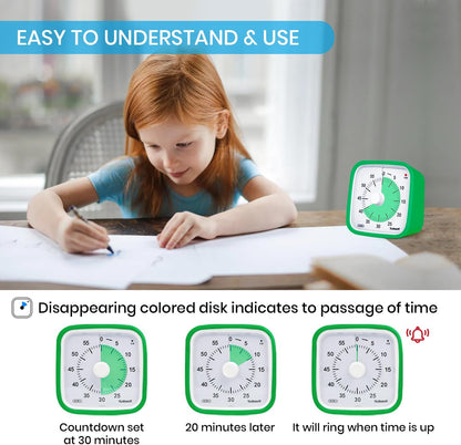 Yunbaoit Visual Timer with Protective Case, Rainbow Disk 60 Minute Countdown Timer for Kids and Adults, Silent Time Management Tool(Blue Rainbow)