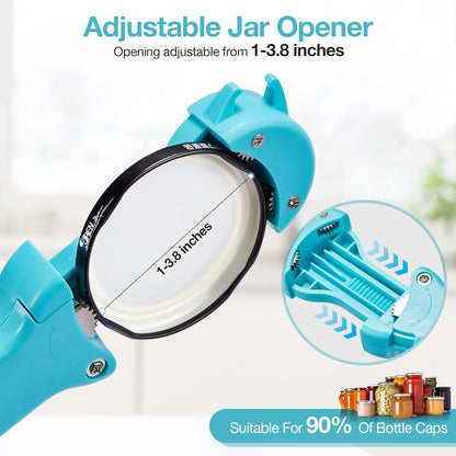 7 in 1 Jar Opener Bottle Opener and Wine Opener for Seniors with Arthritis, Weak Hands, Multi Retractable Magnetic Can Opener, Original Kitchen Lid Opener Tool (Black)