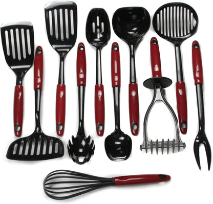 Chef Craft Select Nylon Cooking and Serving Spaghetti or Pasta Fork, 12.5 Inch, Red