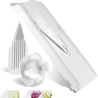 Börner Mandoline Slicer V3 (Basic Set) • V-Slicer for Vegetables & Fruits • Adjustable Kitchen Slicer • 3 Thickness Settings • With Rubber Feet & Stainless Steel V-Blade • Color: White