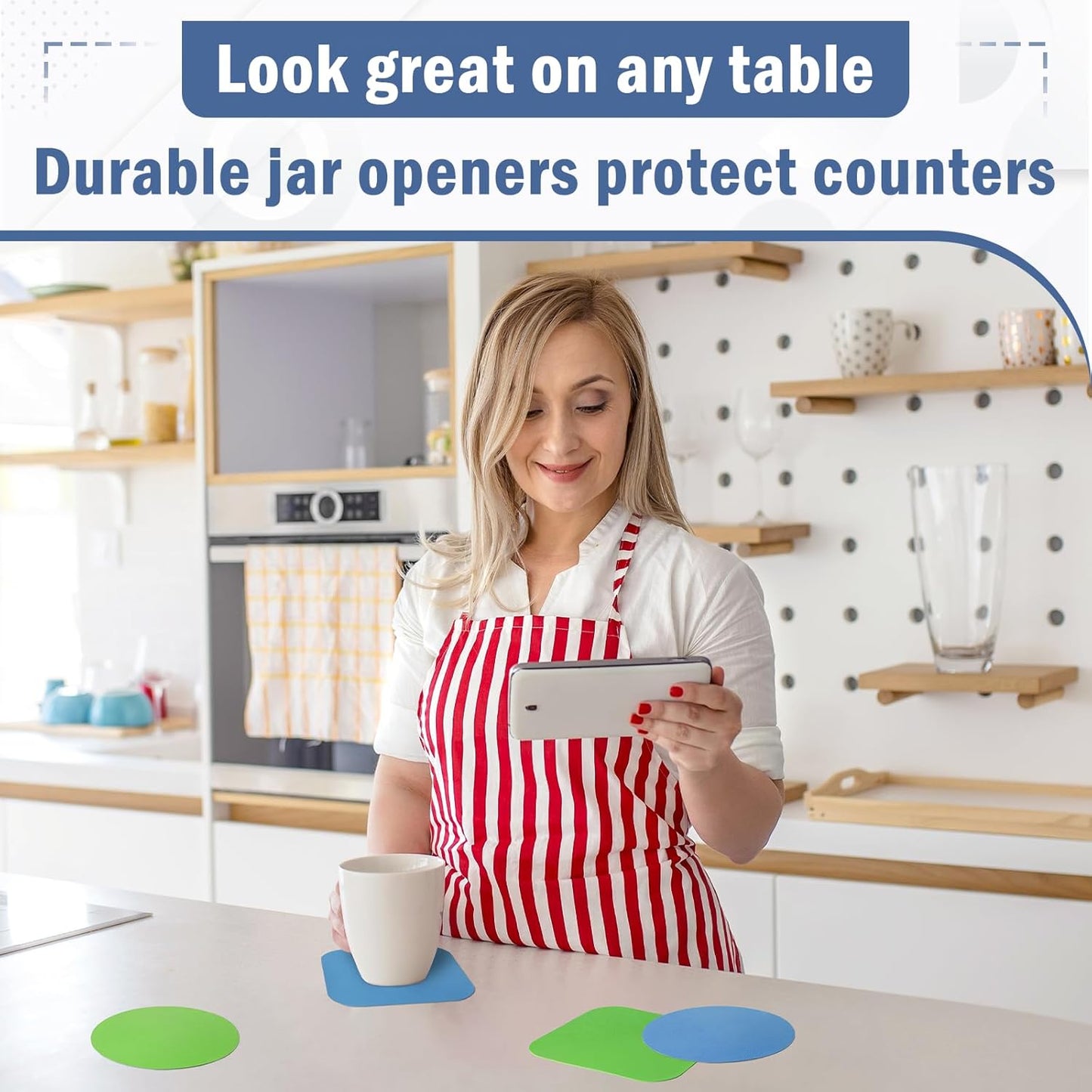 Aixoom Rubber Jar Opener Pads Set of 4, Round Heat-insulated Non-Slip Gripper Pads for Jars, Kitchen Tool for Easy Opening (Circle)