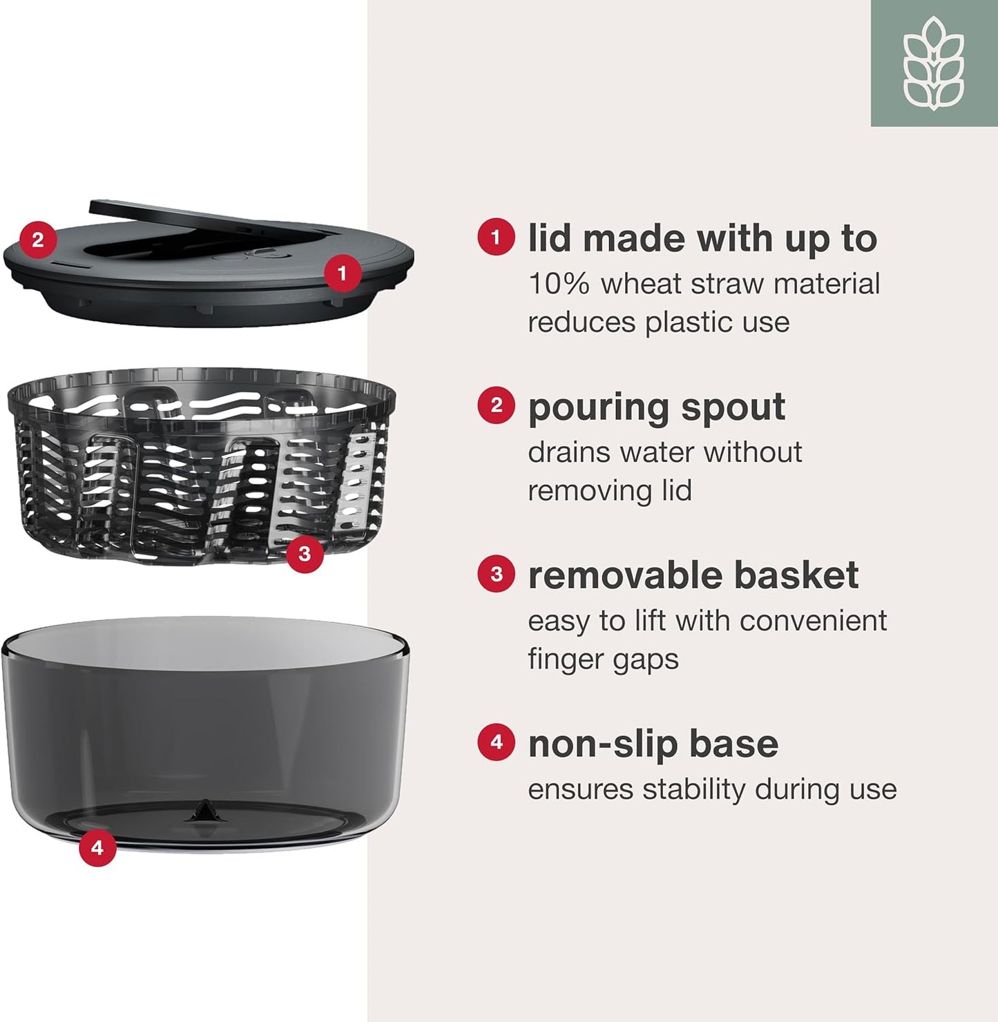 Zyliss Swift Dry Stainless Steel Salad Spinner - Fruit Cleaner & Lettuce Spinner with Push Pump - Non-Slip Bowl - Dishwasher Safe - Small