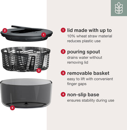Zyliss Swift Dry Stainless Steel Salad Spinner - Fruit Cleaner & Lettuce Spinner with Push Pump - Non-Slip Bowl - Dishwasher Safe - Small