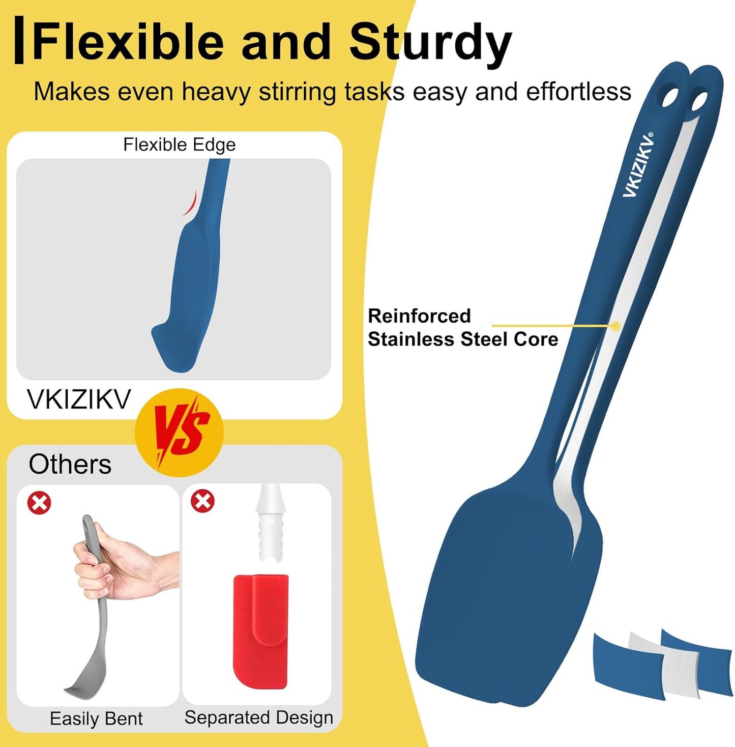 4 Pcs Silicone Spoon Spatula Set, 11.4 In, Food Grade Rubber Spatulas for Cooking, Baking, Mixing, 600°F Heat Resistant, Nonstick and Flexible Kitchen Utensils, Seamless Spoonula (Black)