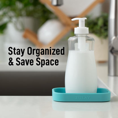 Zulay Kitchen (9x3.5in Sponge Holder for Kitchen Sink - Flexible Heavy-duty Multipurpose Sink Caddy - Counter Organizer for Kitchen, Bathroom, Makeup, Trinkets & More! (Grey)