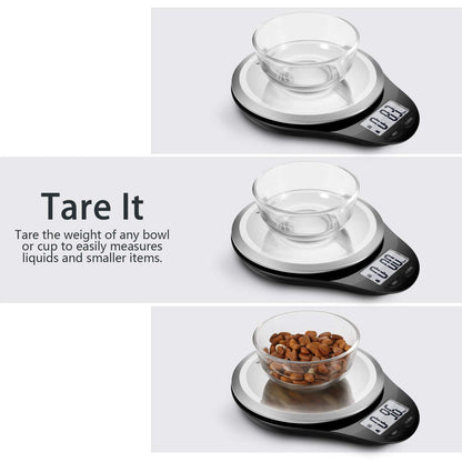 Food Scale, Kitchen Scales Digital Weight Food Grams and Ounces for Weight Loss Baking Cooking of NUTRI FIT, Max 11lb 1g Increment, Backlight LCD Smart Tare Stainless Steel, Easy to Use, AAA Battery