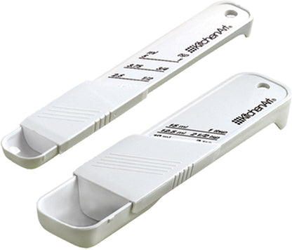 KitchenArt Adjust-A-Teaspoon And Adjust-A-Tablespoon Set, Plastic, 2-Piece, White,9 x 3.5 x 0.75 inches