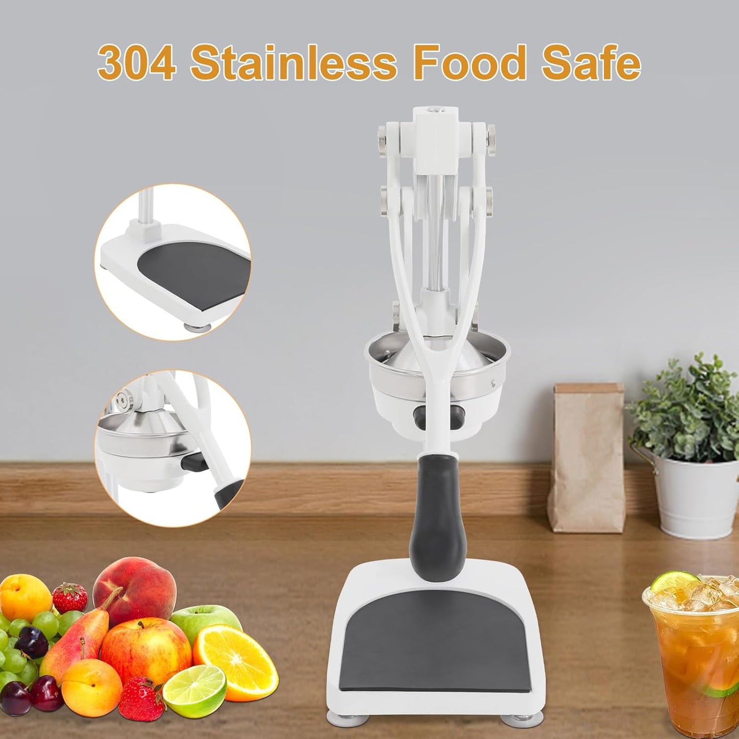 Cast Iron Juicer, Manual Juicer Hand Press Heavy Duty with Stable Base, Commercial Citrus Press for Orange Lemon Lime Grapefruit Pomegranate, Easy to Clean(Filter Bags & Cup)