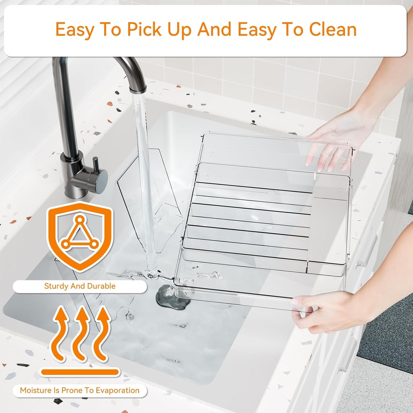 Yieach Acrylic Clear Expandable Kitchen Utensil Drawer Organizer and Silverware Organizer,BPA FREE Adjustable Silverware Tray for Drawer Cutlery,Spatula,Tools,Flatware Organizers,Fork and Spoon Holder