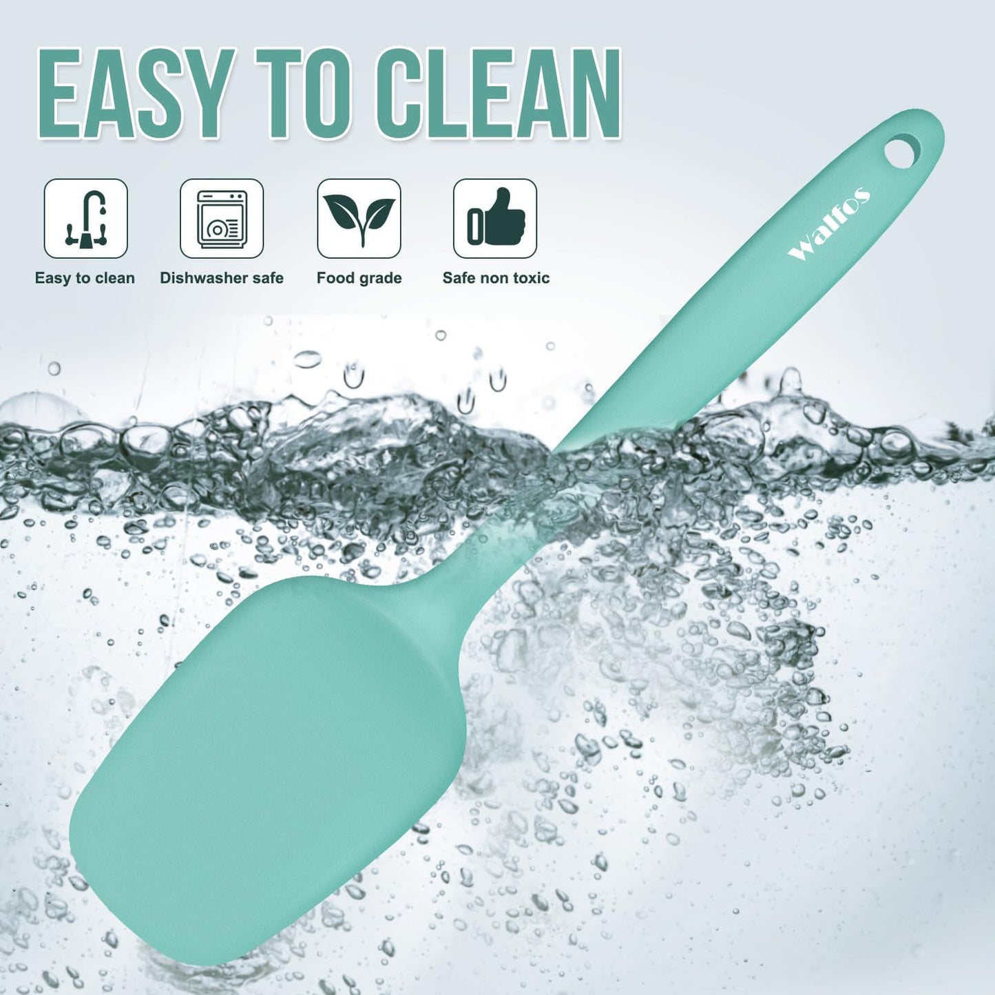Walfos Silicone Spatula Set of 5 - (600°F) High Heat Resistant Kitchen Scraper Spatulas, One-Pieces Seamless Design, Perfect for Cooking Mixing & Baking - BPA Free and Dishwasher Safe,black